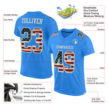 Загрузить изображение в средство просмотра галереи, Custom Powder Blue Vintage USA Flag-City Cream Mesh Authentic Football Jersey
