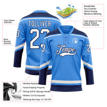 Laden Sie das Bild in den Galerie-Viewer, Custom Electric Blue White-Navy Hockey Lace Neck Jersey
