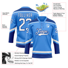 Load image into Gallery viewer, Custom Electric Blue White-Royal Hockey Lace Neck Jersey
