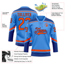 Laden Sie das Bild in den Galerie-Viewer, Custom Electric Blue Orange-Royal Hockey Lace Neck Jersey
