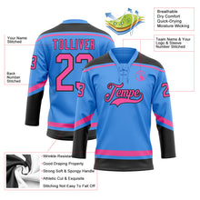 Laden Sie das Bild in den Galerie-Viewer, Custom Electric Blue Pink-Black Hockey Lace Neck Jersey
