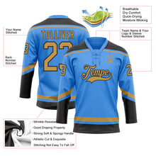 Load image into Gallery viewer, Custom Electric Blue Old Gold-Black Hockey Lace Neck Jersey
