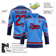 Laden Sie das Bild in den Galerie-Viewer, Custom Electric Blue Red-Navy Hockey Lace Neck Jersey
