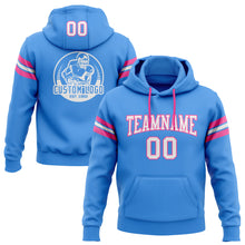 Laden Sie das Bild in den Galerie-Viewer, Custom Stitched Electric Blue White-Pink Football Pullover Sweatshirt Hoodie
