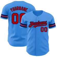 Load image into Gallery viewer, Custom Electric Blue Red-Navy Authentic Baseball Jersey
