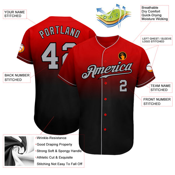 Cheap Custom Red Gray-Black Authentic Fade Fashion Baseball Jersey Free  Shipping – CustomJerseysPro