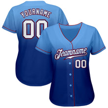 Load image into Gallery viewer, Custom Light Blue White-Royal Authentic Fade Fashion Baseball Jersey
