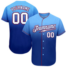 Load image into Gallery viewer, Custom Light Blue White-Royal Authentic Fade Fashion Baseball Jersey

