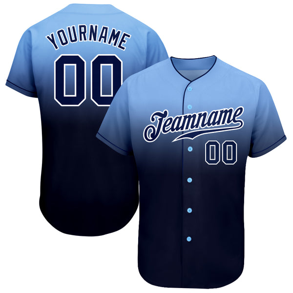 Custom Powder Blue Navy-White Authentic Baseball Jersey