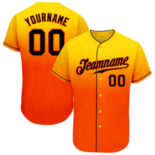 Load image into Gallery viewer, Custom Yellow Black-Orange Authentic Fade Fashion Baseball Jersey
