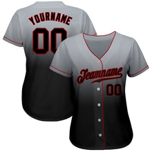 Laden Sie das Bild in den Galerie-Viewer, Custom Gray Black-Red Authentic Fade Fashion Baseball Jersey
