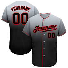 Laden Sie das Bild in den Galerie-Viewer, Custom Gray Black-Red Authentic Fade Fashion Baseball Jersey
