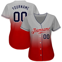 Загрузить изображение в средство просмотра галереи, Custom Gray Navy-Red Authentic Fade Fashion Baseball Jersey
