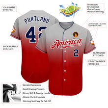 Загрузить изображение в средство просмотра галереи, Custom Gray Navy-Red Authentic Fade Fashion Baseball Jersey
