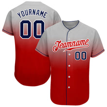 Загрузить изображение в средство просмотра галереи, Custom Gray Navy-Red Authentic Fade Fashion Baseball Jersey
