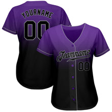 Load image into Gallery viewer, Custom Purple Black-Gray Authentic Fade Fashion Baseball Jersey
