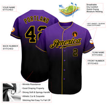 Laden Sie das Bild in den Galerie-Viewer, Custom Purple Black-Gold Authentic Fade Fashion Baseball Jersey
