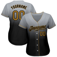Laden Sie das Bild in den Galerie-Viewer, Custom Gray Old Gold-Black Authentic Fade Fashion Baseball Jersey
