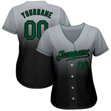 Load image into Gallery viewer, Custom Gray Kelly Green-Black Authentic Fade Fashion Baseball Jersey

