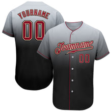 Load image into Gallery viewer, Custom Gray Crimson-Black Authentic Fade Fashion Baseball Jersey
