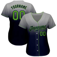 Laden Sie das Bild in den Galerie-Viewer, Custom Gray Neon Green-Navy Authentic Fade Fashion Baseball Jersey
