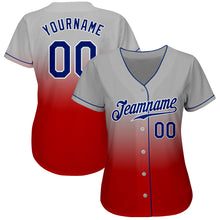 Laden Sie das Bild in den Galerie-Viewer, Custom Gray Royal-Red Authentic Fade Fashion Baseball Jersey
