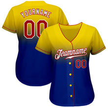 Laden Sie das Bild in den Galerie-Viewer, Custom Yellow Red-Royal Authentic Fade Fashion Baseball Jersey
