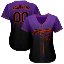 Laden Sie das Bild in den Galerie-Viewer, Custom Purple Black-Orange Authentic Fade Fashion Baseball Jersey
