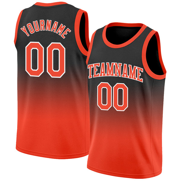 Custom Black Orange Fade Fashion Authentic City Edition Basketball Jersey