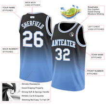 Laden Sie das Bild in den Galerie-Viewer, Custom Black White-Light Blue Authentic Fade Fashion Basketball Jersey
