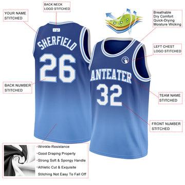 Custom Royal White-Light Blue Authentic Fade Fashion Basketball Jersey