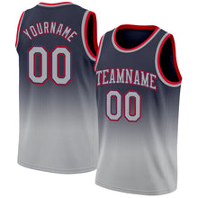 Load image into Gallery viewer, Custom Navy Gray-Red Authentic Fade Fashion Basketball Jersey
