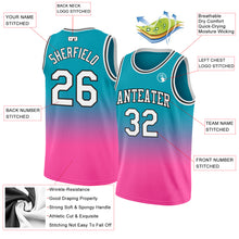 Laden Sie das Bild in den Galerie-Viewer, Custom Teal White-Pink Authentic Fade Fashion Basketball Jersey
