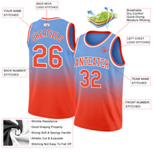 Laden Sie das Bild in den Galerie-Viewer, Custom Light Blue Orange-White Authentic Fade Fashion Basketball Jersey

