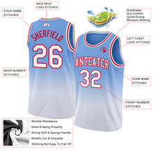 Laden Sie das Bild in den Galerie-Viewer, Custom Light Blue White-Red Authentic Fade Fashion Basketball Jersey
