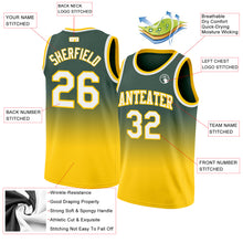 Load image into Gallery viewer, Custom Hunter Green White-Gold Authentic Fade Fashion Basketball Jersey
