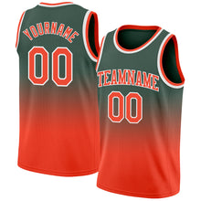Laden Sie das Bild in den Galerie-Viewer, Custom Hunter Green Orange-White Authentic Fade Fashion Basketball Jersey
