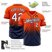 Laden Sie das Bild in den Galerie-Viewer, Custom Orange White-Navy Authentic Fade Fashion Baseball Jersey
