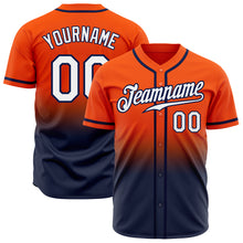Load image into Gallery viewer, Custom Orange White-Navy Authentic Fade Fashion Baseball Jersey
