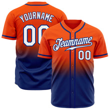 Load image into Gallery viewer, Custom Orange White-Royal Authentic Fade Fashion Baseball Jersey
