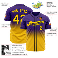 Laden Sie das Bild in den Galerie-Viewer, Custom Purple Yellow-Black Authentic Fade Fashion Baseball Jersey
