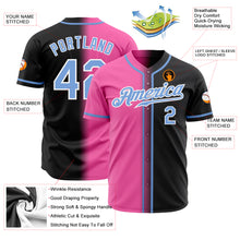 Загрузить изображение в средство просмотра галереи, Custom Black Light Blue Pink-White Authentic Gradient Fashion Baseball Jersey
