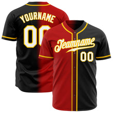 Laden Sie das Bild in den Galerie-Viewer, Custom Black White Red-Gold Authentic Gradient Fashion Baseball Jersey
