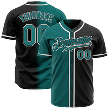 Загрузить изображение в средство просмотра галереи, Custom Black Teal-White Authentic Gradient Fashion Baseball Jersey
