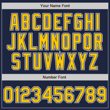 Загрузить изображение в средство просмотра галереи, Custom Navy Yellow-White Authentic Gradient Fashion Baseball Jersey
