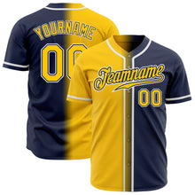 Загрузить изображение в средство просмотра галереи, Custom Navy Yellow-White Authentic Gradient Fashion Baseball Jersey
