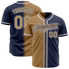 Charger l&#39;image dans la galerie, Custom Navy Old Gold-White Authentic Gradient Fashion Baseball Jersey
