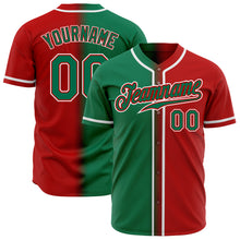 Laden Sie das Bild in den Galerie-Viewer, Custom Red Kelly Green-White Authentic Gradient Fashion Baseball Jersey
