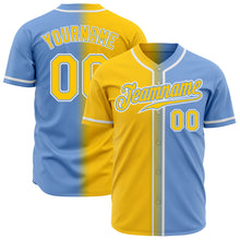Загрузить изображение в средство просмотра галереи, Custom Light Blue Yellow-White Authentic Gradient Fashion Baseball Jersey
