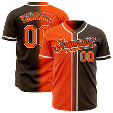 Laden Sie das Bild in den Galerie-Viewer, Custom Brown Orange-White Authentic Gradient Fashion Baseball Jersey
